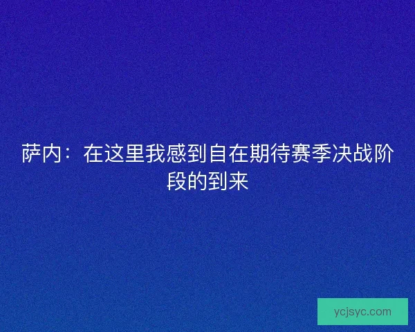 萨内：在这里我感到自在期待赛季决战阶段的到来