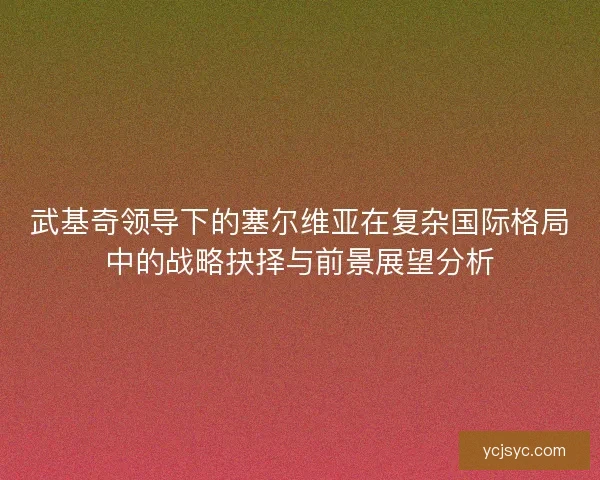 武基奇领导下的塞尔维亚在复杂国际格局中的战略抉择与前景展望分析